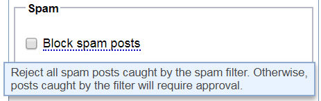 Comment settings allow you to choose your spam behavior